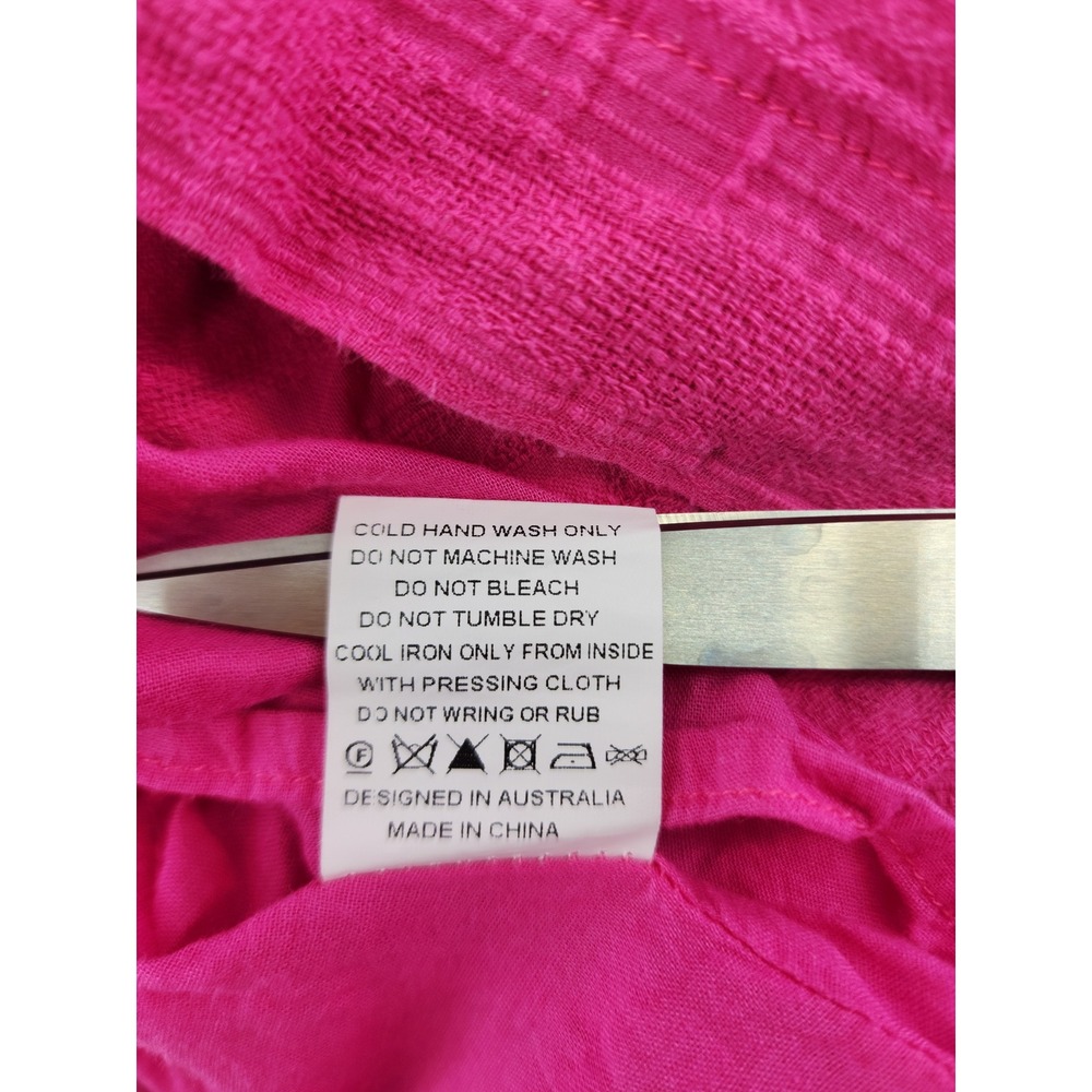 Seven Wonders Hot Pink One Shoulder Ruffle Cotton Top L US 8 - Picture 4 of 7
